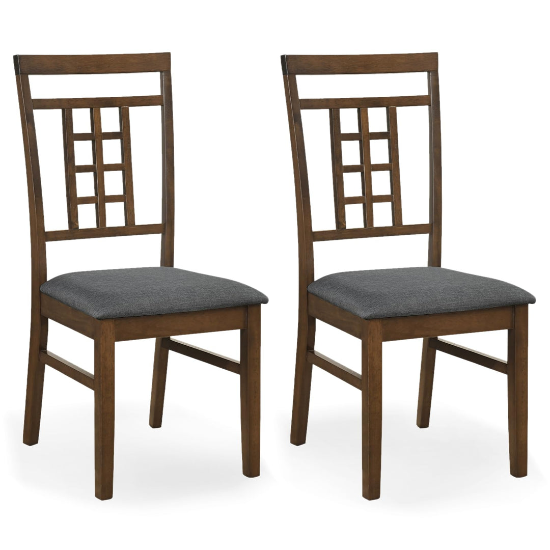 Giantex Farmhouse Kitchen Chairs with Upholstered Cushioned Seat and Lattice Back