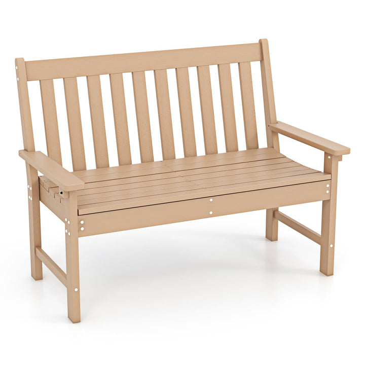Giantex Outdoor Bench, 52-Inch Outside Bench All-Weather HDPE Park Bench with Backrest and Armrests