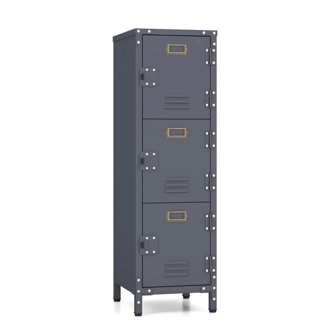 Giantex Metal Locker Cabinet, 40” Stackable Storage Cabinet w/Lockable Doors, Adjustable Feet, Anti-Toppling Device