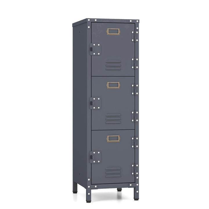 Giantex Metal Locker Cabinet, 40” Stackable Storage Cabinet w/Lockable Doors, Adjustable Feet, Anti-Toppling Device