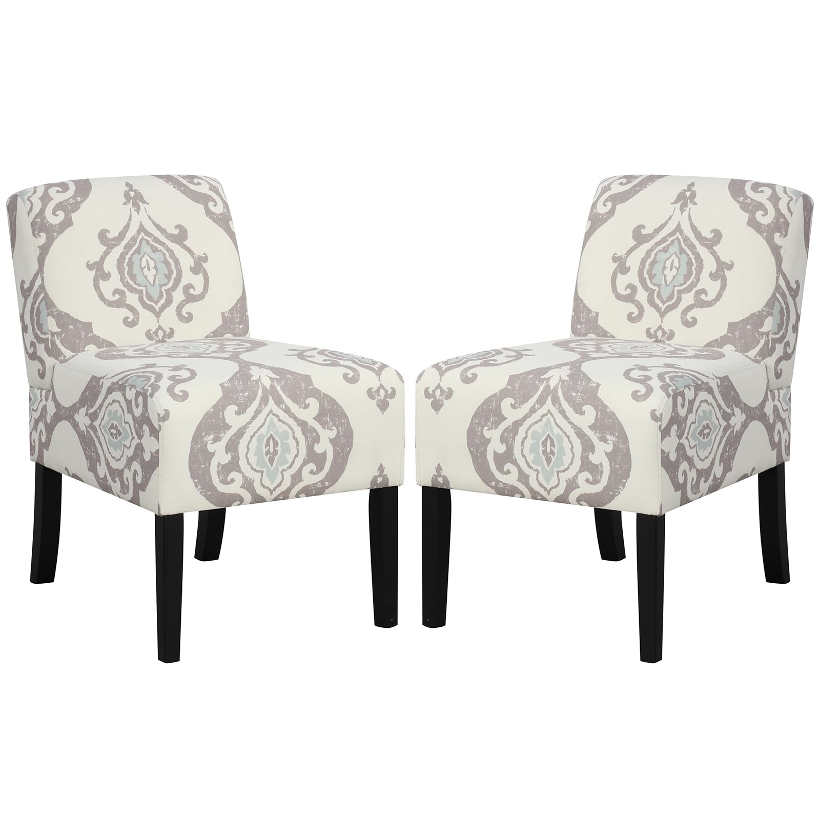 Giantex Armless Accent Chair Set of 1/2/4, Upholstered Living Room Chair with Rubber Wood Legs