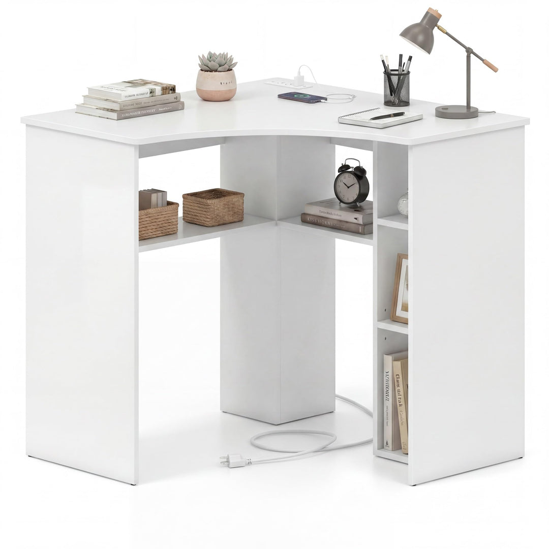 Giantex Triangle Computer Desk with Charging Station