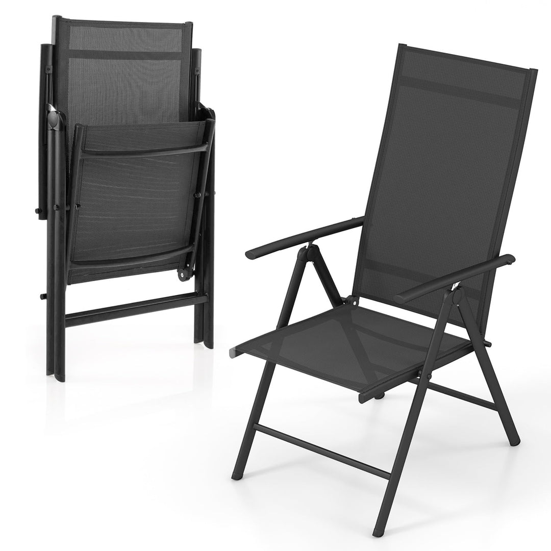Giantex Folding Patio Chairs, High Back Outdoor Chairs with 7-Level Adjustable High Backrest