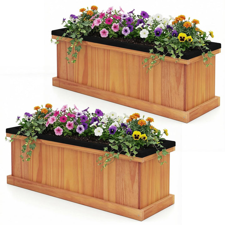 Giantex Outdoor Raised Garden Bed 28” x 10” x 10” Pine Wood Planter Box