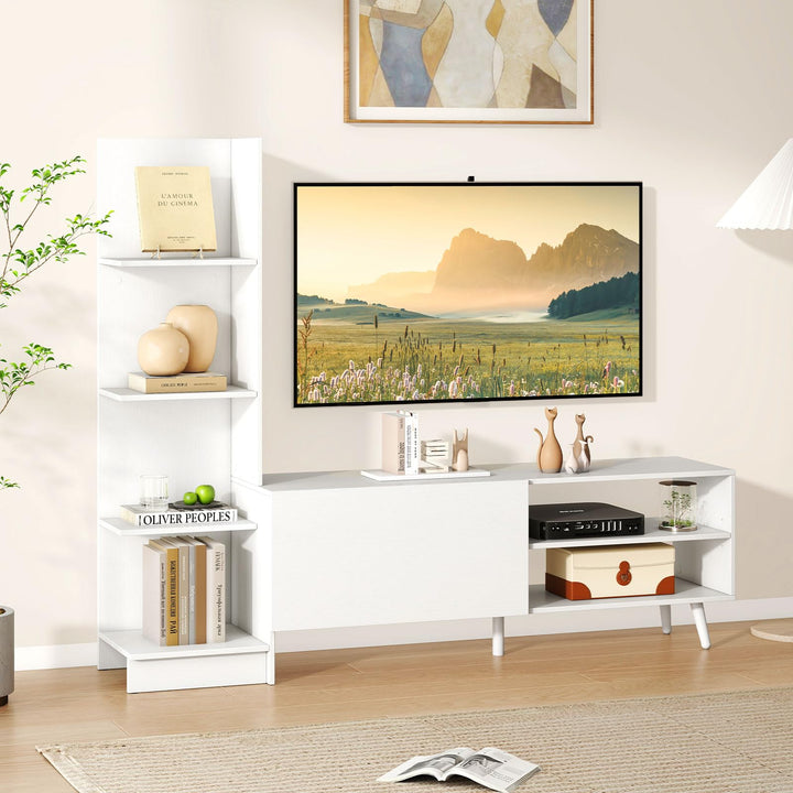 Giantex Book Shelf TV Stand L-Shaped Entertainment Center with Storage & Adjustable Shelf