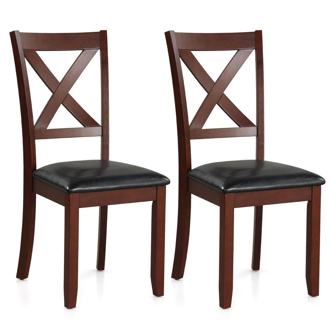 Giantex Wood Dining Chairs, Faux Leather Upholstered Dining Chairs with Rubber Wood Legs