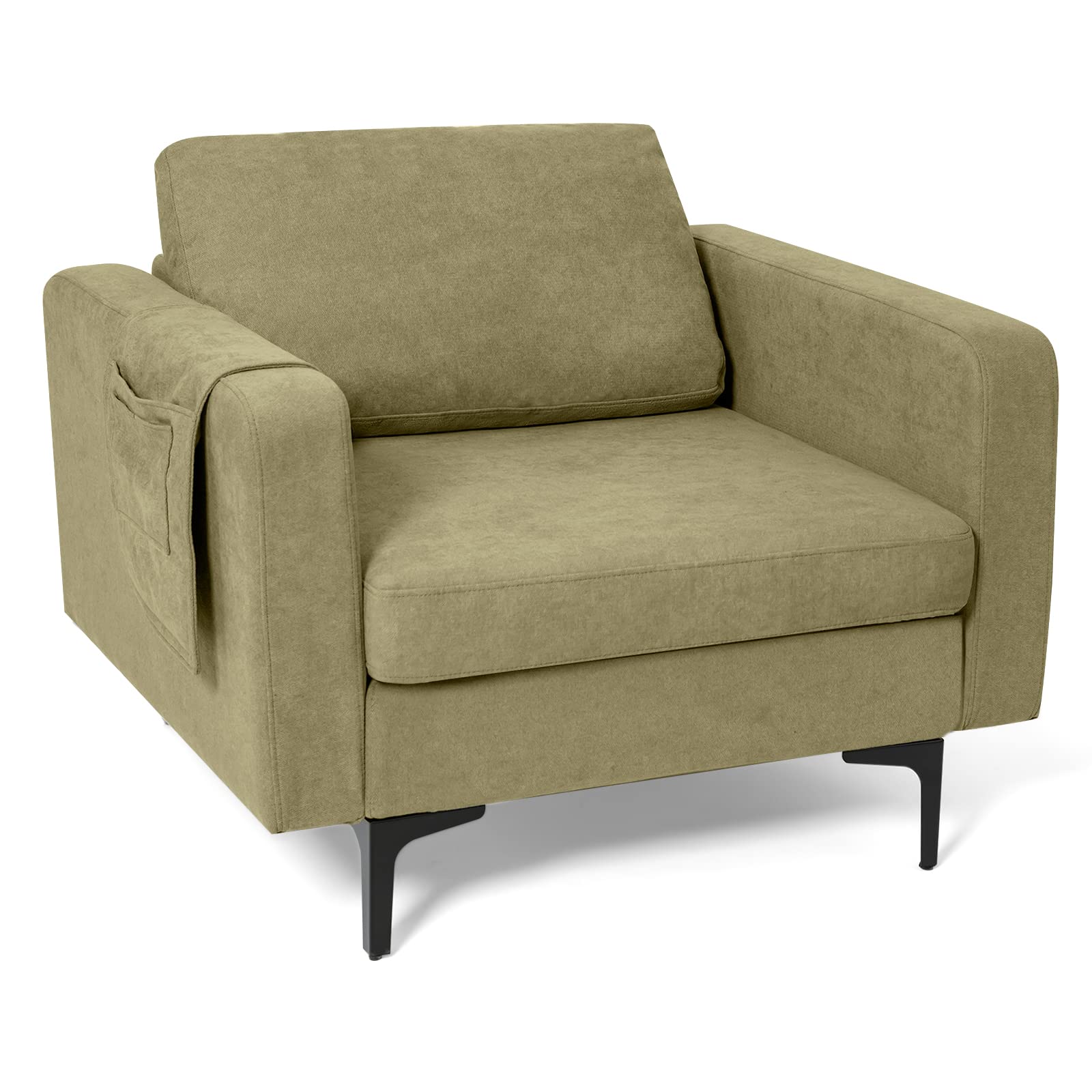 Giantex Modern Accent Chair w/Comfy Thick Cushion, Magazine Pockets