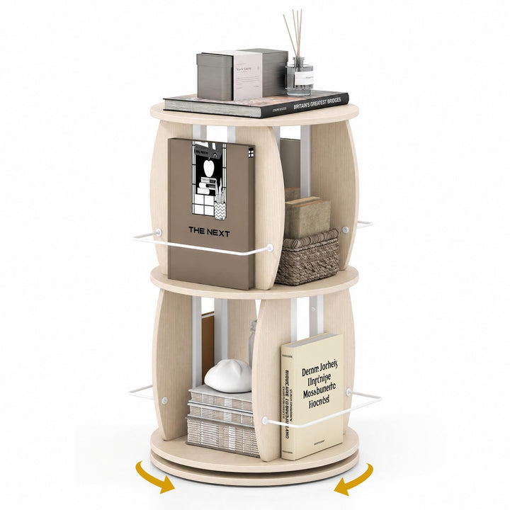 GIANTEX 2-Tier Rotating Bookshelf Tower for Small Space