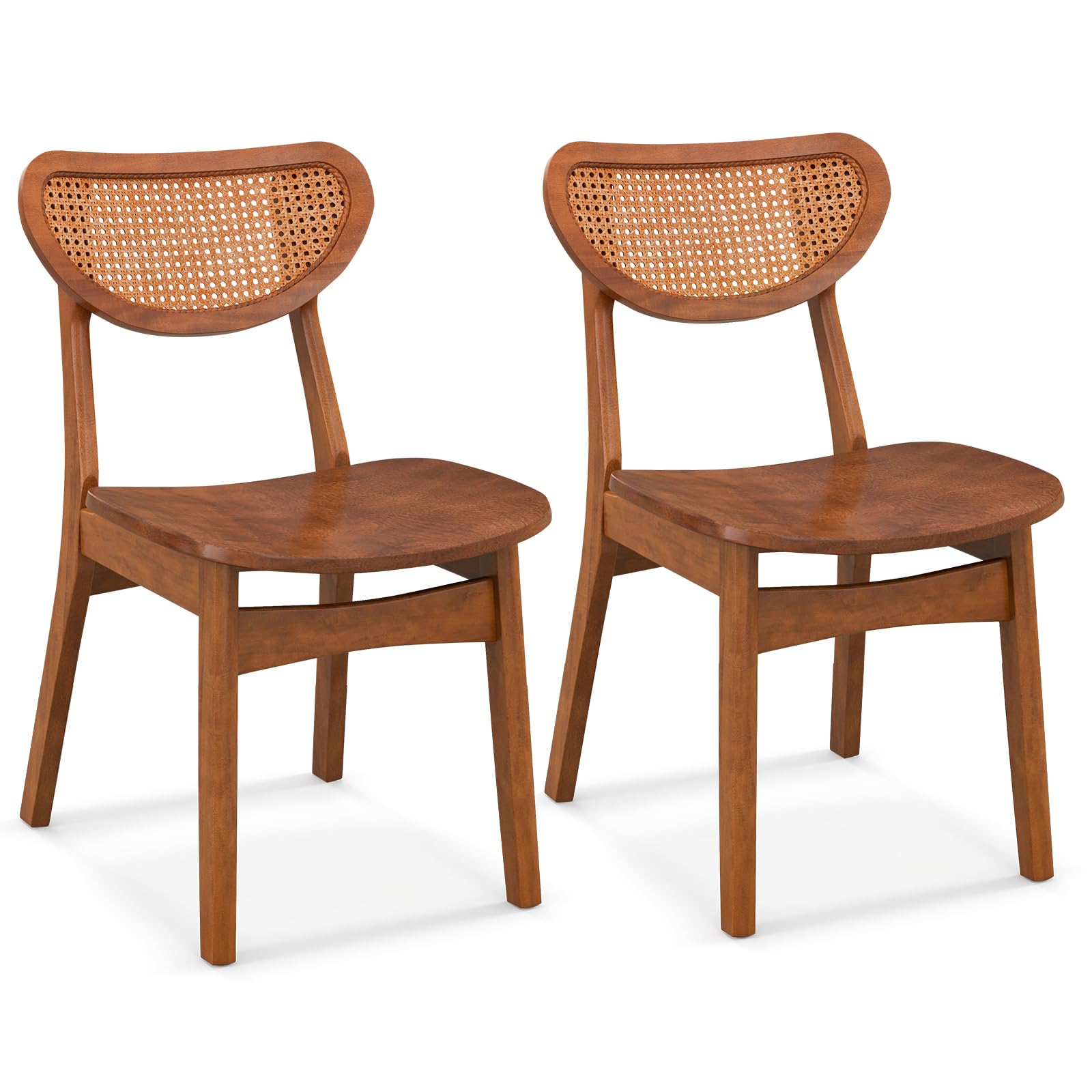 Giantex Wooden Dining Chair, Rattan Accent Chairs for Restaurant