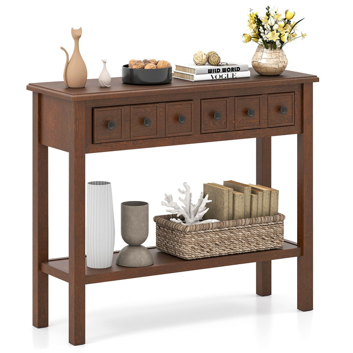 Giantex 38" Narrow Console Table with 2 Drawers & Bottom Open Shelf