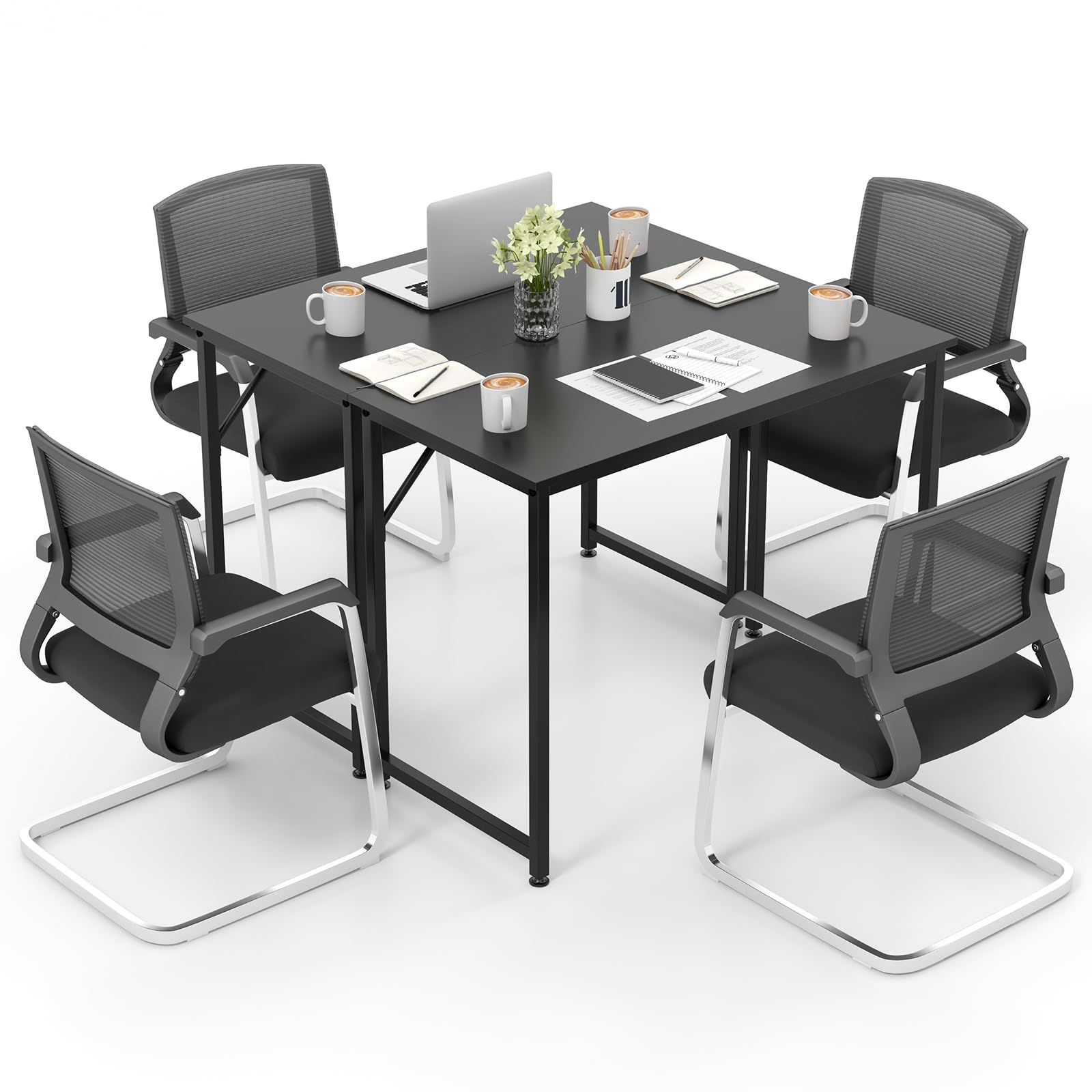 Giantex 6.5 FT Small Conference Table, 2 PCS 40" x 19.5" Rectangular Meeting Table with Heavy-Duty Metal Frame