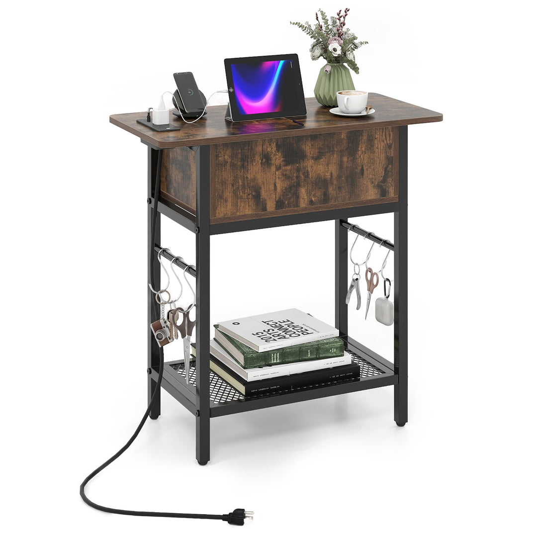 Giantex End Table | Flip Top Bedside Night Stand w/USB &amp; Type-C Ports (1/2)