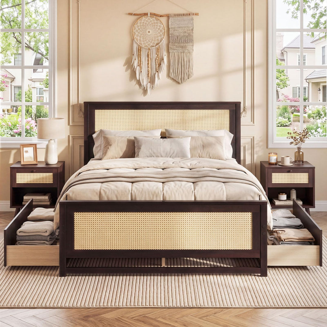 Giantex Full Size Bed Frame with 2 Storage Drawers