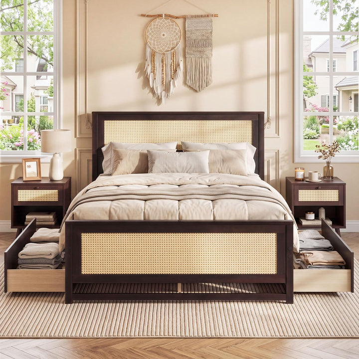 Giantex Full Size Bed Frame with 2 Storage Drawers