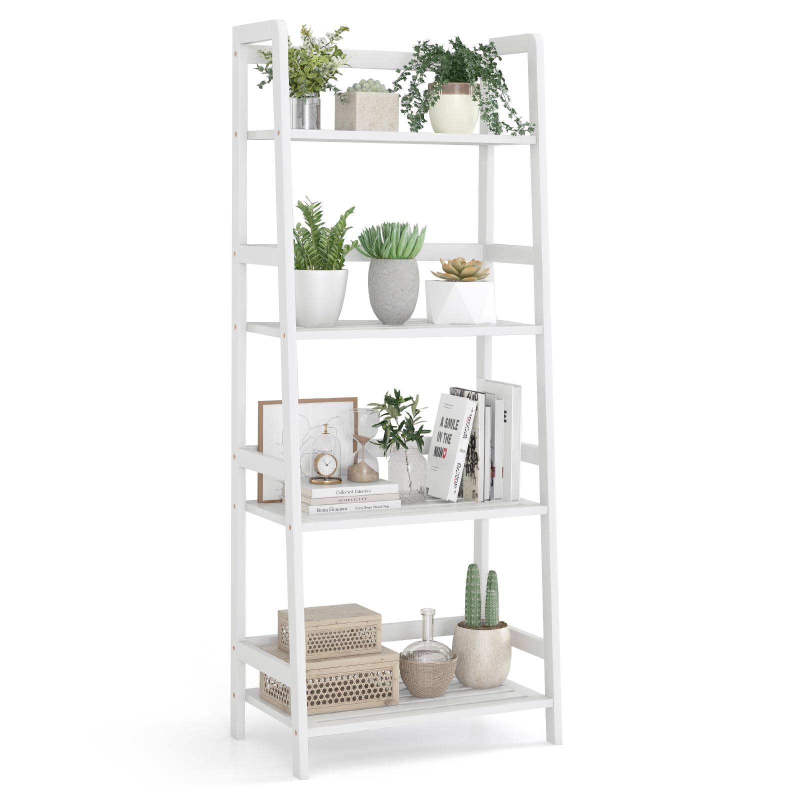 Giantex 4-Tier Bamboo Plant Stand Flower Pots Holder Display Shelf, 47.5"