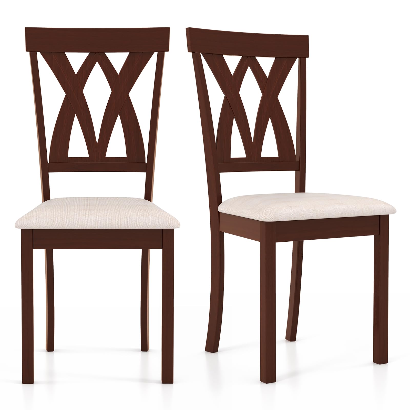 Giantex Wood Dining Chair, Wooden Kitchen Chairs with Upholstered Seat