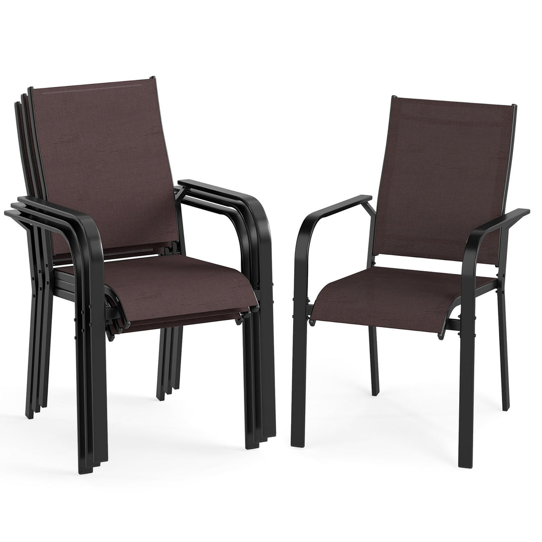 Giantex Patio Chairs Set of 2/4/6 Stackable Outdoor Dining Chairs