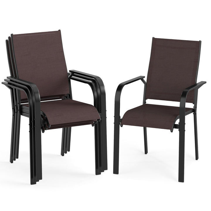 Giantex Patio Chairs Set of 2/4/6 Stackable Outdoor Dining Chairs