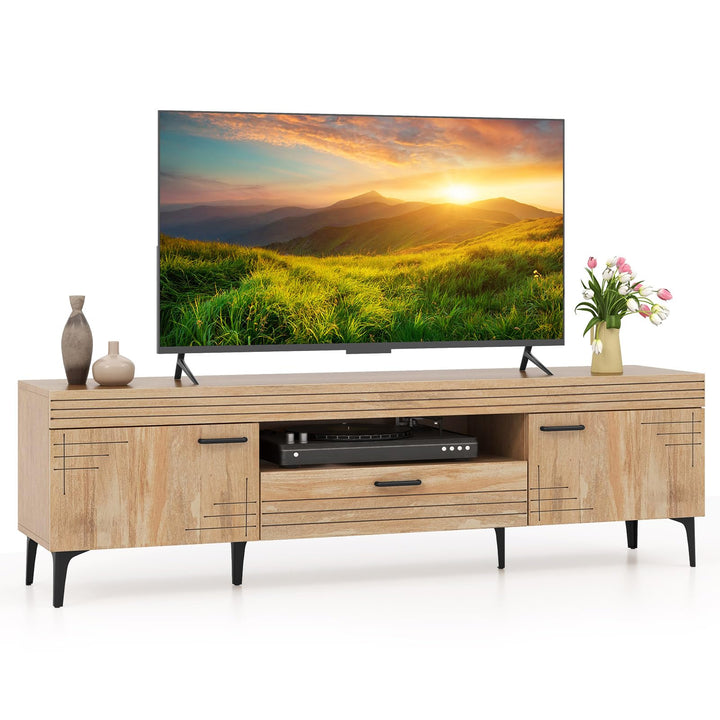 Giantex TV Stand for TV up to 65 Inches, Mid Century Modern Entertainment Center with 2 Cabinets