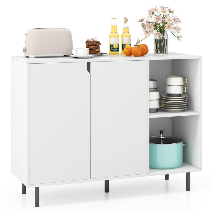 Giantex Buffet Cabinet with Storage, Wooden Sideboard with 2-Door Cabinet, 2 Cubes