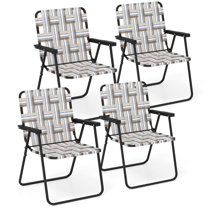 Giantex Folding Lawn Chairs Set of 6 Outdoor Portable Beach Chair W/Stable Steel Frame