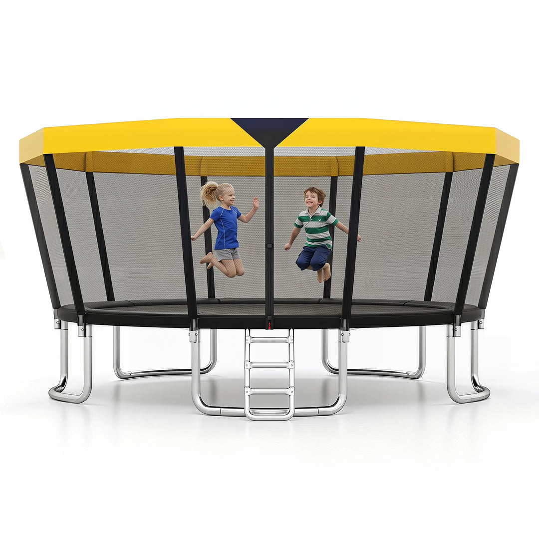 Giantex ASTM Approved Recreational Trampoline with Safety Enclosure Net &amp; Non-Slip Ladder