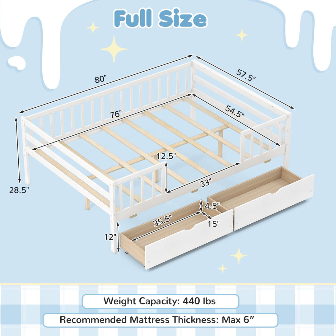 Giantex Full Kids Bed with Storage Drawers Wood Montessori Bed