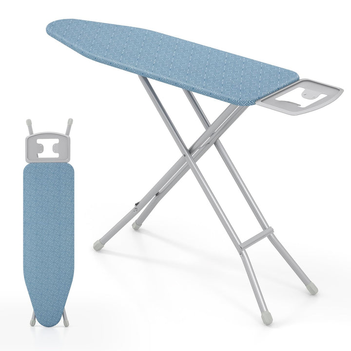 Giantex Full Size Ironing Board with Iron Rest, 57" x 15" Carbon Steel Iron Table with 7-Level Height & Heat Resistant Cover