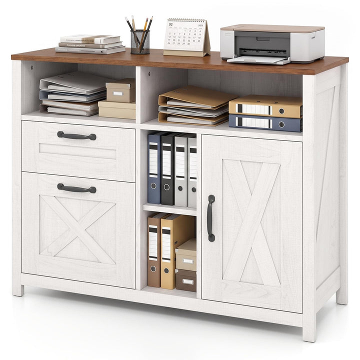 Lateral File Cabinet with 2 Drawers and Single-Door Cabinet for Letter/A4