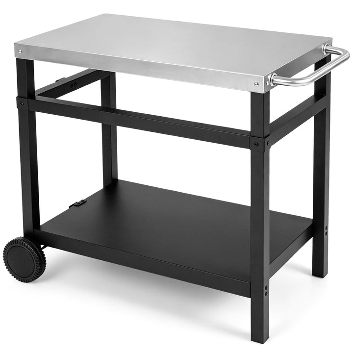 Giantex Outdoor Grill Cart with Stainless Steel Tabletop &amp; Storage Shelf