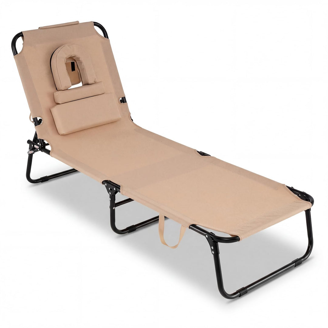 Giantex Folding Beach Tanning Chair Adjustable Face Down Patio Lounge Chair