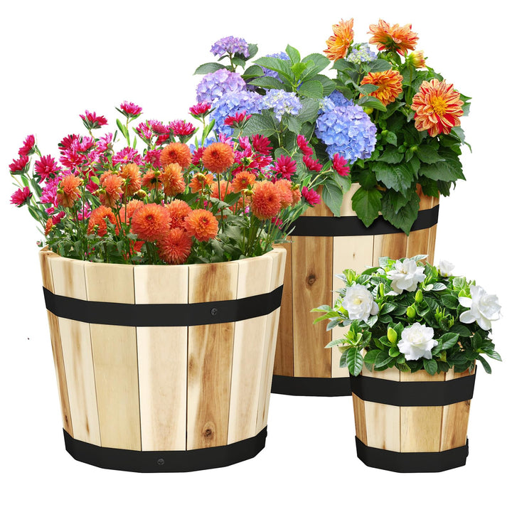 Giantex Outdoor Acacia Wood Raised Garden Bed for Flower Vegetable Fruit