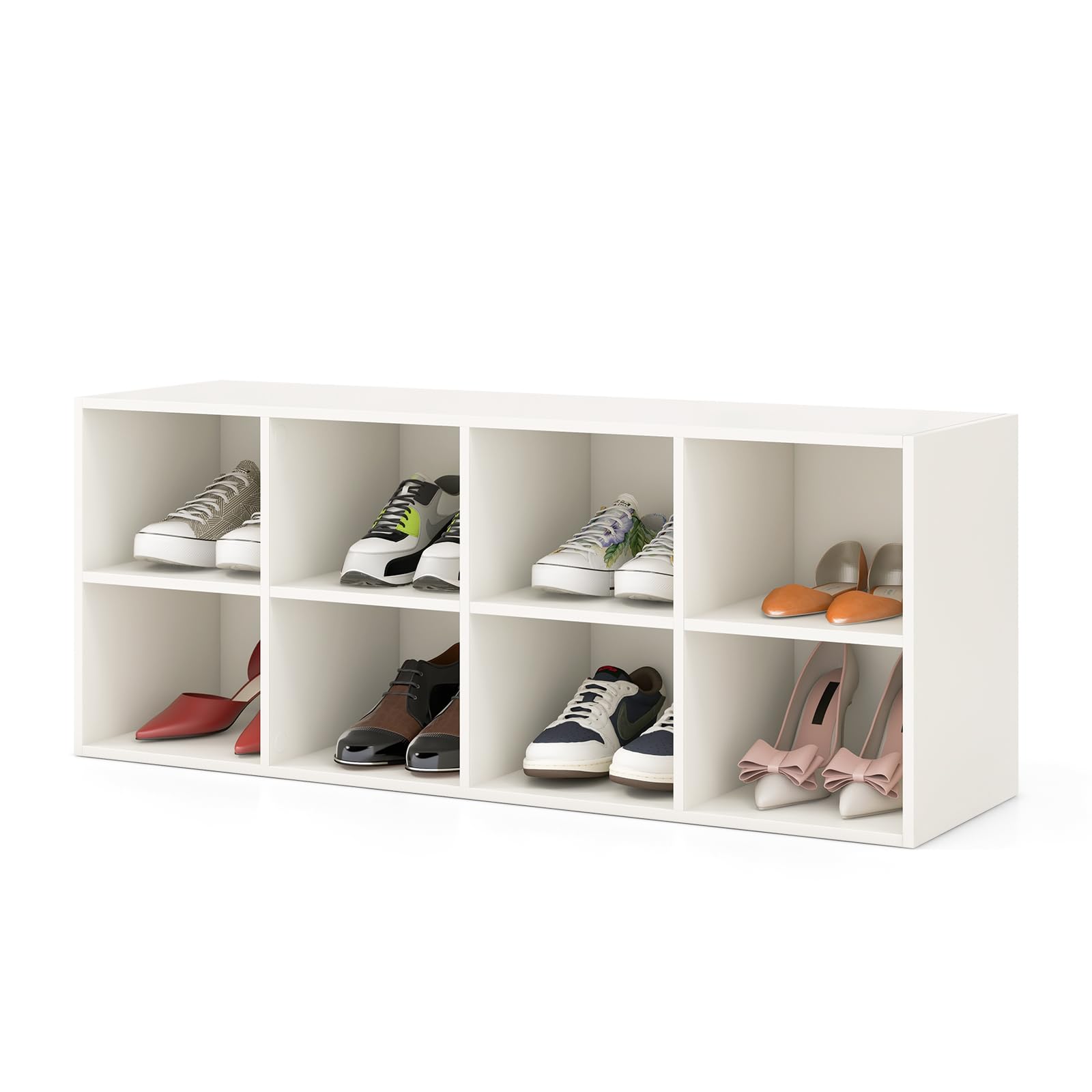 Giantex Shoe Bench 8 Cubes, 40" Entryway Bench with Storage