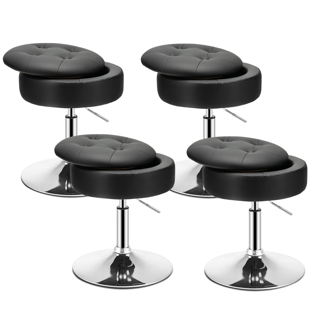 Giantex Adjustable Swivel Vanity Stool - 360° Swivel 20’’-26’’ Height Adjustable Tufted Round Storage Ottoman