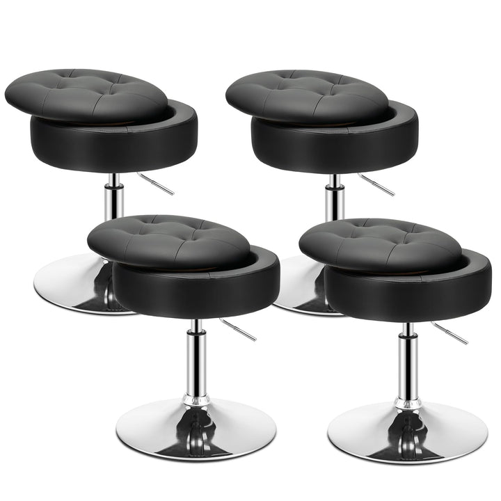 Giantex Adjustable Swivel Vanity Stool - 360° Swivel 20’’-26’’ Height Adjustable Tufted Round Storage Ottoman