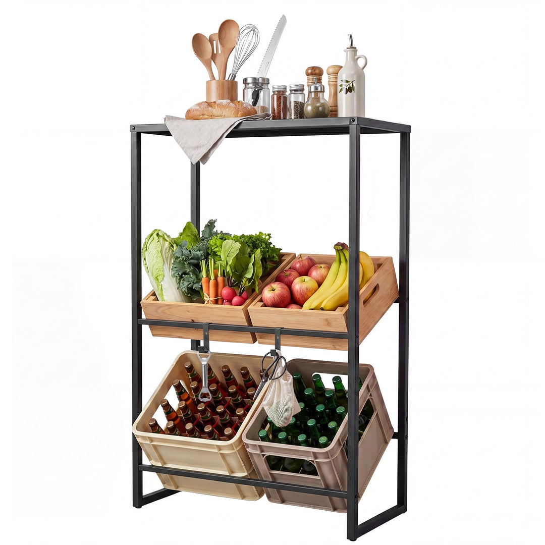 Giantex 3-Tier Drink Crate Rack for Kitchen