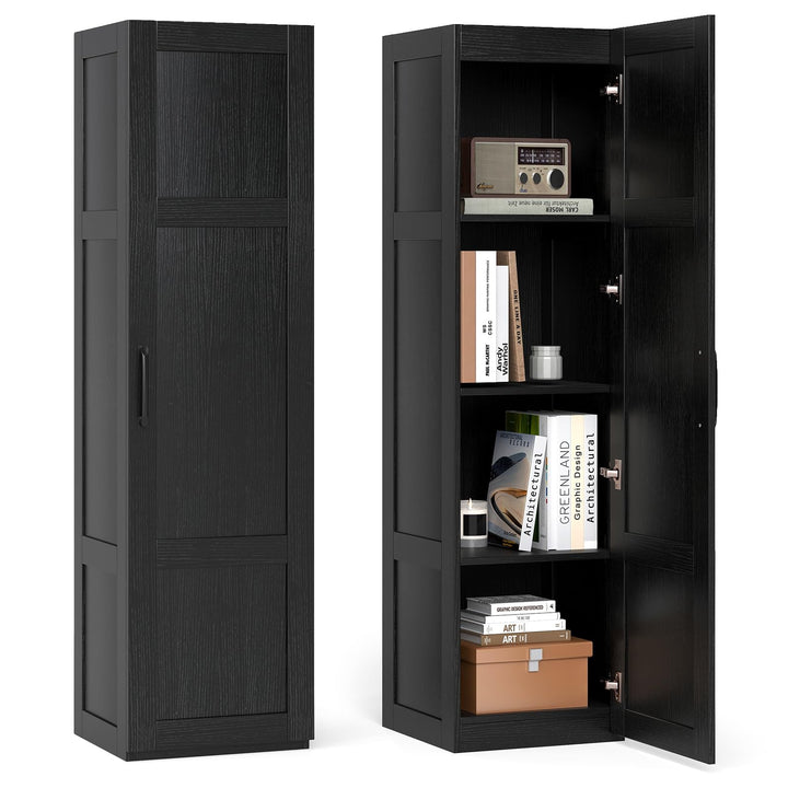 Giantex Narrow Farmhouse Freestanding Bathroom Cabinet with 4 Shelves