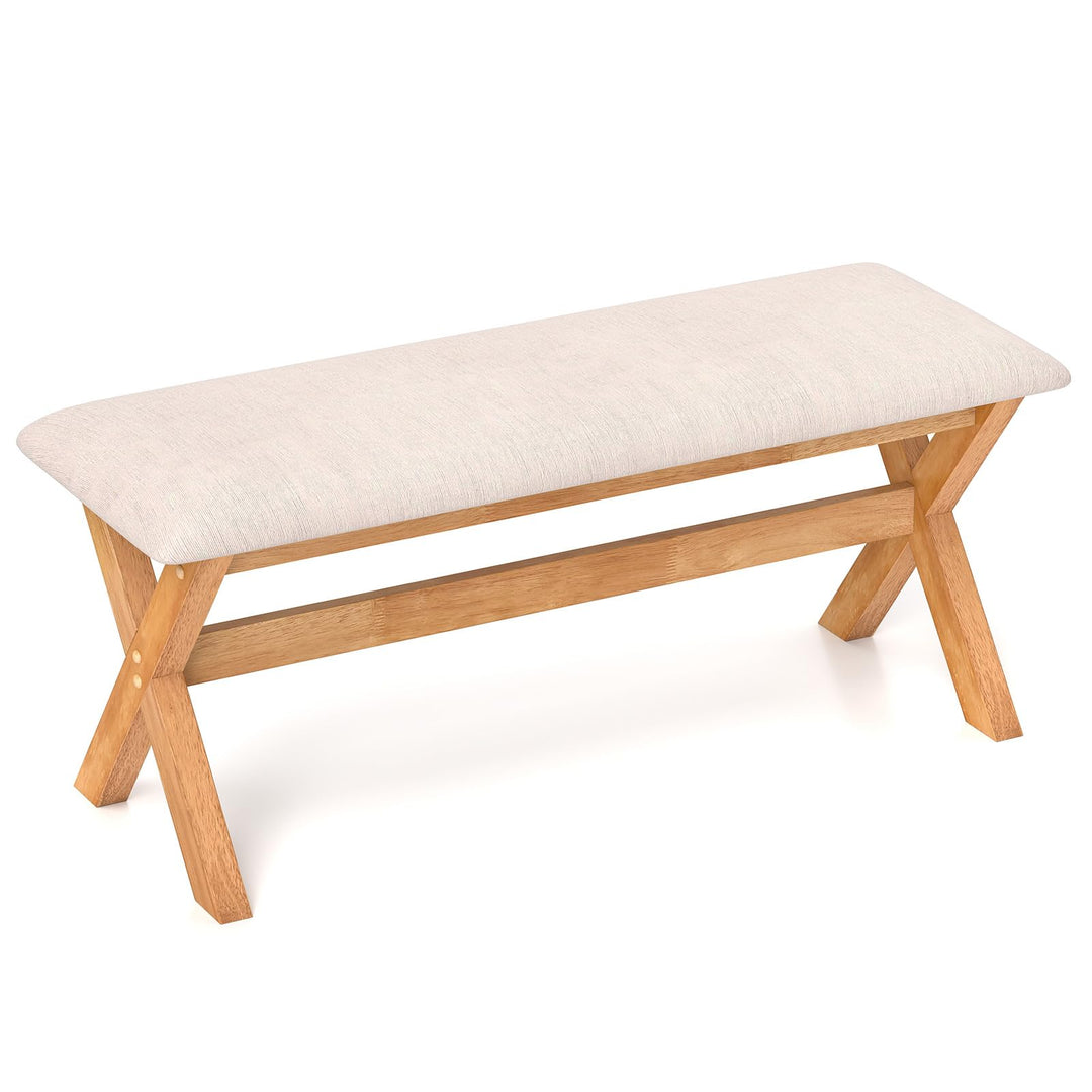 Giantex Upholstered Long Entryway Bench, Rubber Wood Dining Bench with Padded Seat, 43.5x15.5x17.5 Inches, 400 Lbs Capacity
