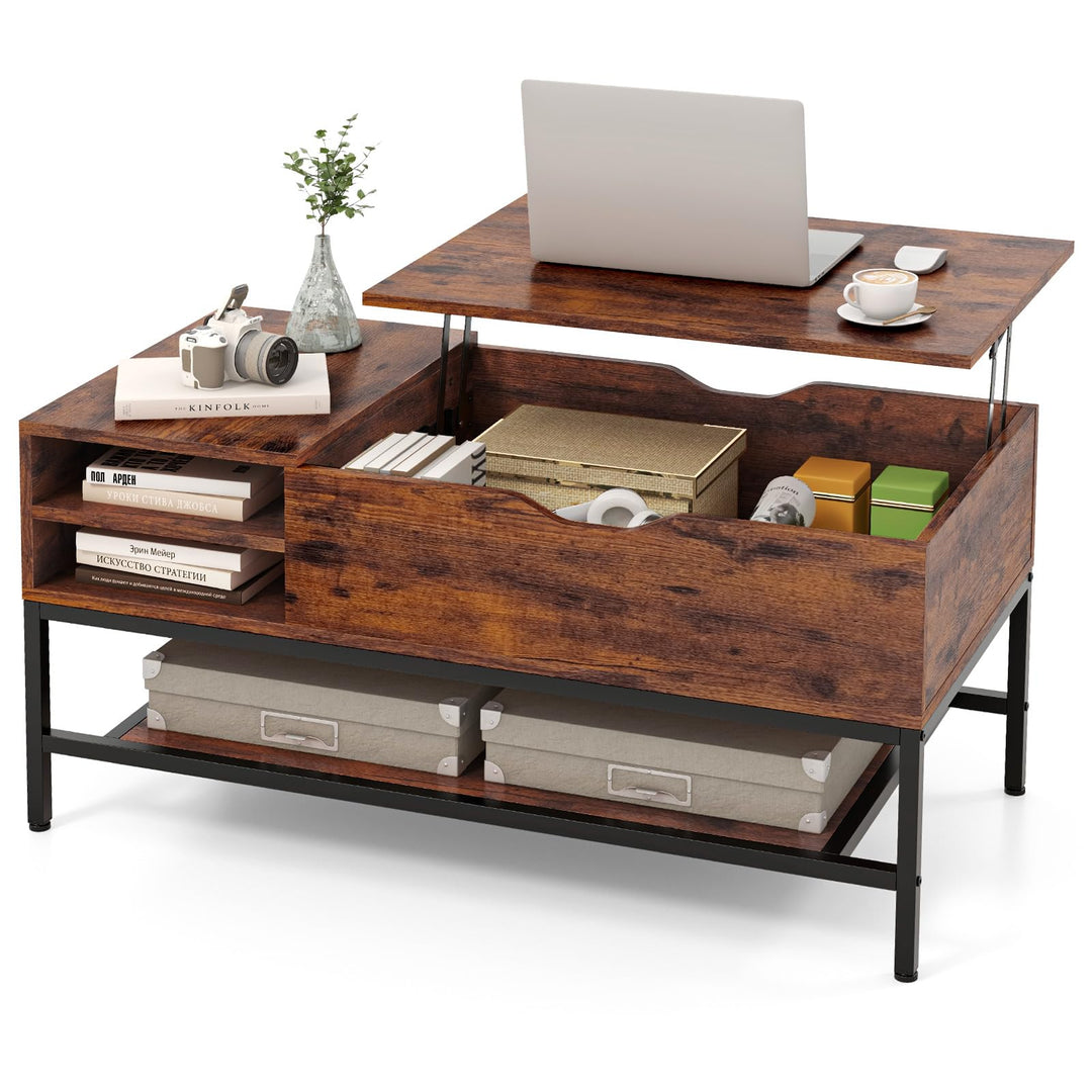 Giantex Lift Top Coffee Table, Coffee Table with Storage Shelf and Hidden Compartment