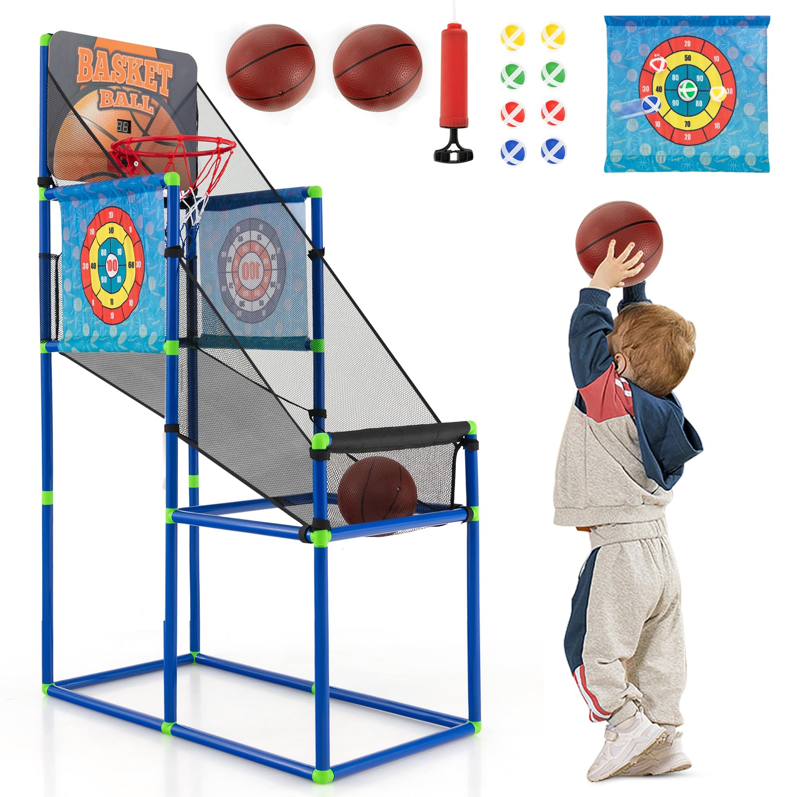 Giantex Kids Basketball Hoop Arcade Game, 2 in 1 Indoor Outdoor Arcade Basketball Game
