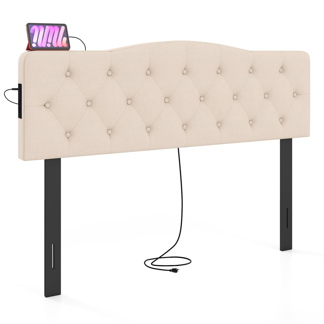 Giantex Headboard with 2 AC Outlets for Queen & Full Size Bed