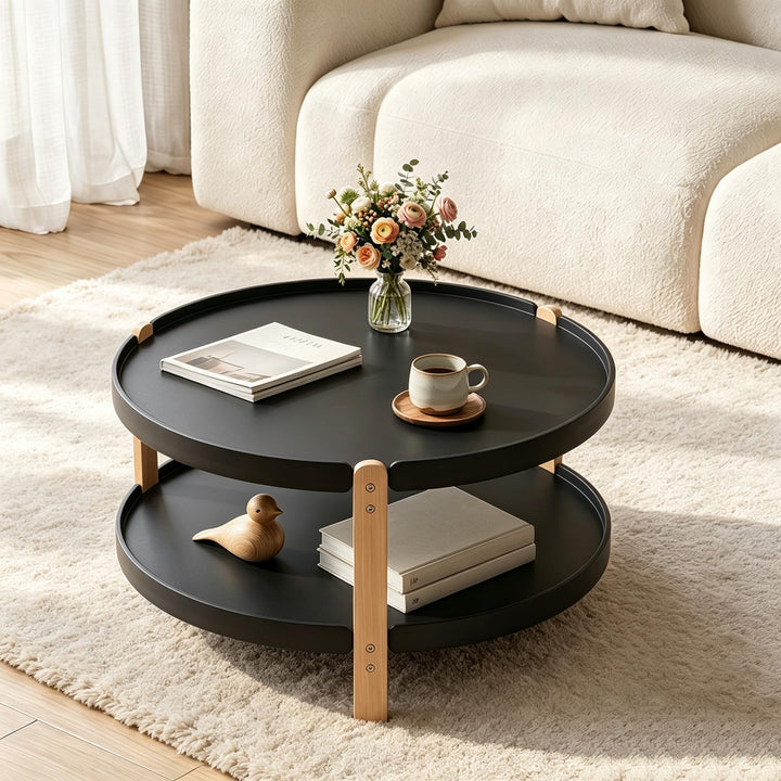 GIANTEX 2-Tier Small Coffee Table | 23.5" Center Table with Storage