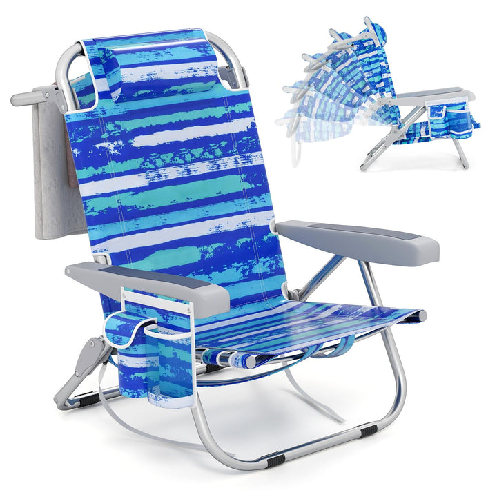 Giantex Backpack Beach Chair - Foldable Camping Chair with 5 Adjustable Position