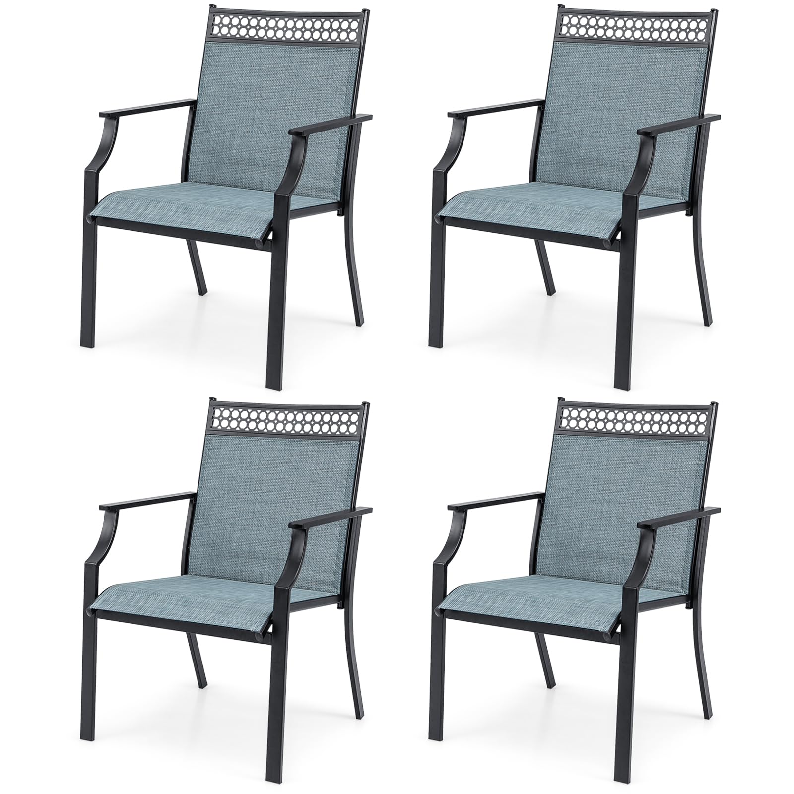 Giantex Patio Chairs Set of 2/4, Outdoor Chairs with All Weather Fabric, High Backrest, Armrests