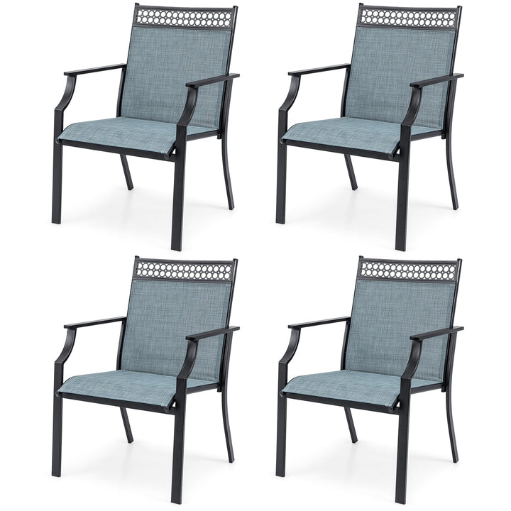 Giantex Patio Chairs Set of 2/4, Outdoor Chairs with All Weather Fabric, High Backrest, Armrests