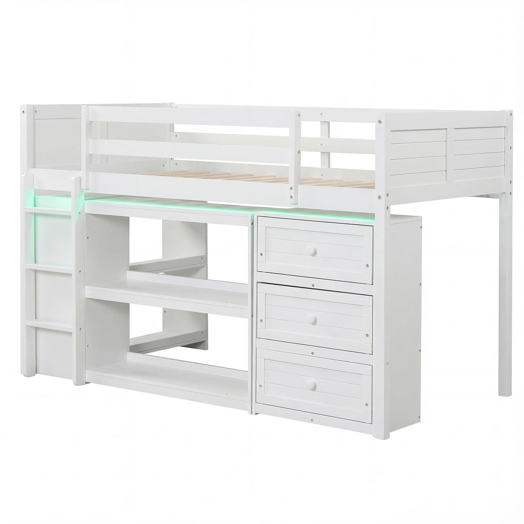 Giantex Loft Bed Twin Size with LED Lights