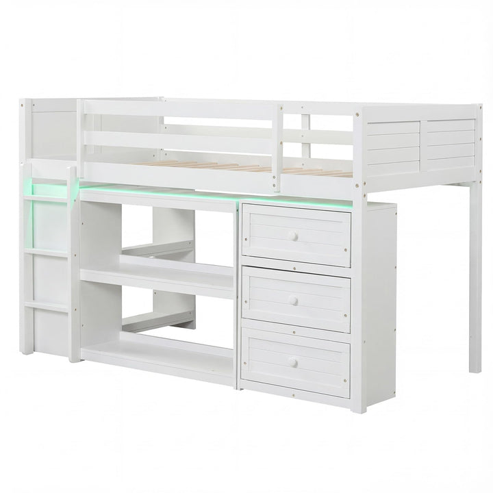 Giantex Loft Bed Twin Size with LED Lights