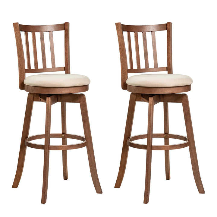 Giantex 30.5" Swivel Bar Stools Set of 2/4 with Rubber Wood Legs & Footrest & Upholstered Seat