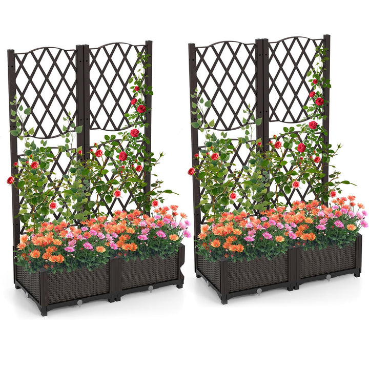 Giantex 2 Pack Raised Garden Beds with Trellis