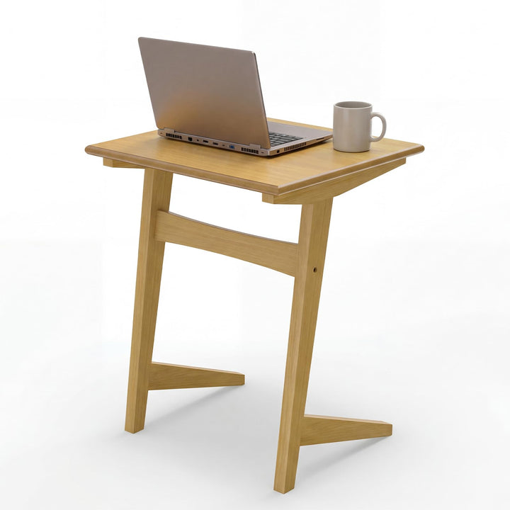 Giantex C-Shaped Wooden End Table w/Solid Rubber Wood Frame
